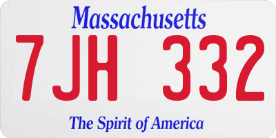 MA license plate 7JH332