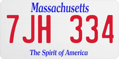 MA license plate 7JH334