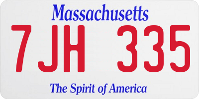 MA license plate 7JH335