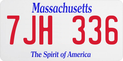 MA license plate 7JH336