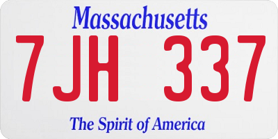 MA license plate 7JH337