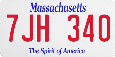 MA license plate 7JH340