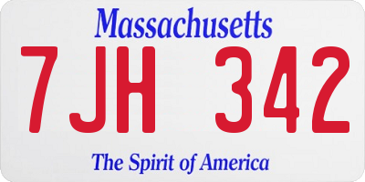 MA license plate 7JH342