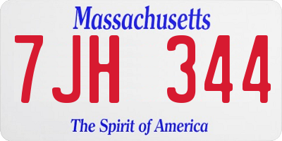 MA license plate 7JH344