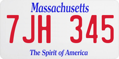 MA license plate 7JH345