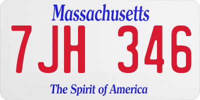 MA license plate 7JH346