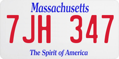 MA license plate 7JH347