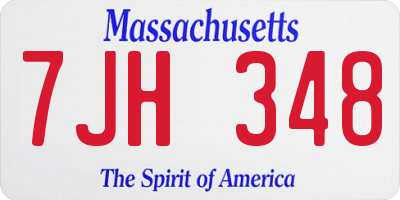MA license plate 7JH348