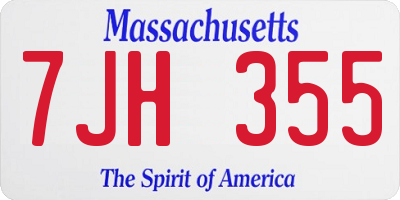 MA license plate 7JH355