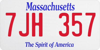 MA license plate 7JH357