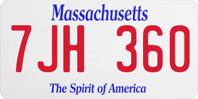 MA license plate 7JH360