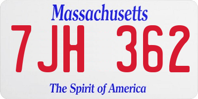 MA license plate 7JH362