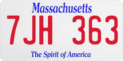 MA license plate 7JH363
