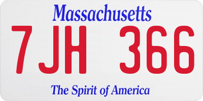 MA license plate 7JH366