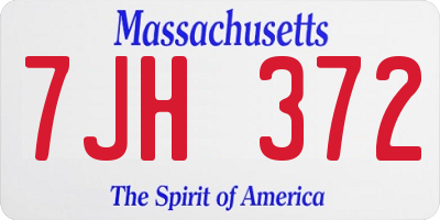 MA license plate 7JH372