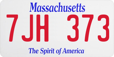 MA license plate 7JH373
