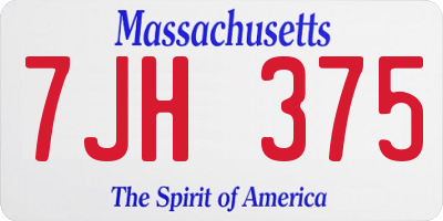 MA license plate 7JH375