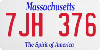 MA license plate 7JH376