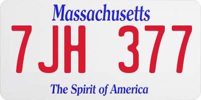 MA license plate 7JH377