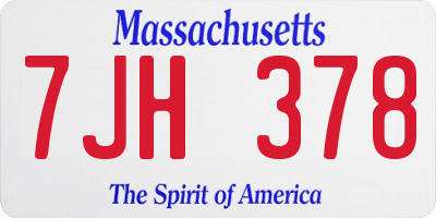 MA license plate 7JH378