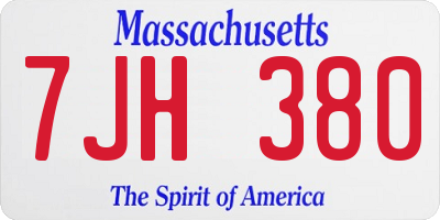 MA license plate 7JH380