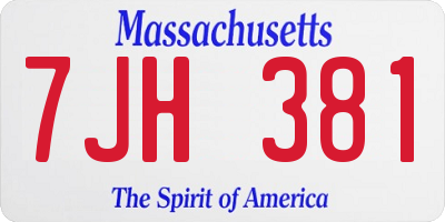 MA license plate 7JH381