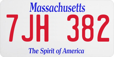 MA license plate 7JH382