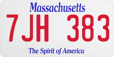 MA license plate 7JH383