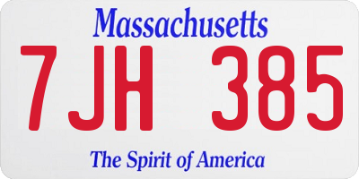 MA license plate 7JH385
