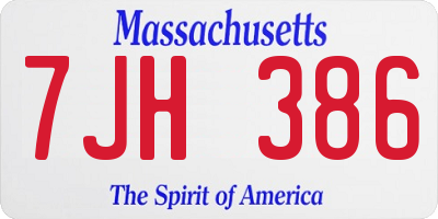 MA license plate 7JH386