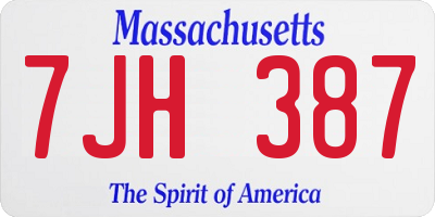 MA license plate 7JH387