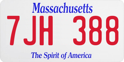 MA license plate 7JH388