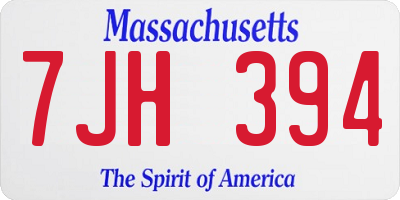 MA license plate 7JH394