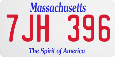 MA license plate 7JH396