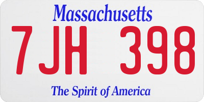 MA license plate 7JH398