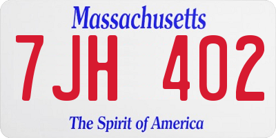 MA license plate 7JH402