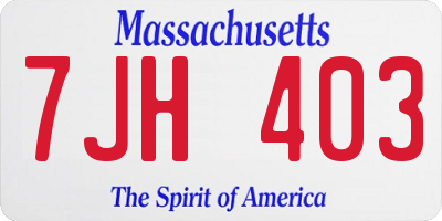 MA license plate 7JH403