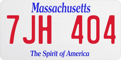 MA license plate 7JH404