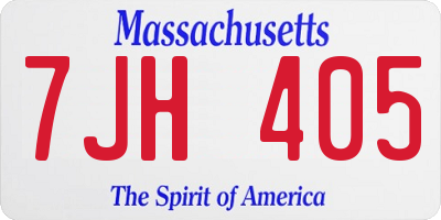 MA license plate 7JH405