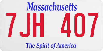 MA license plate 7JH407