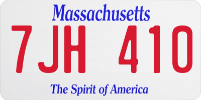 MA license plate 7JH410