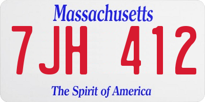 MA license plate 7JH412