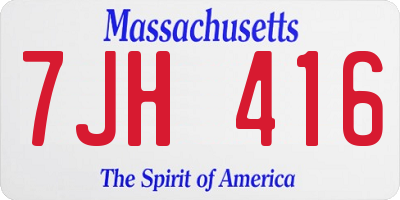MA license plate 7JH416
