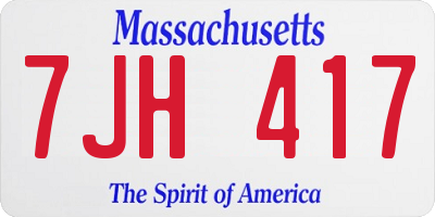 MA license plate 7JH417