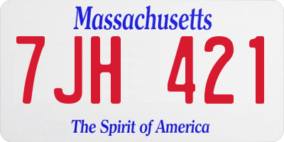 MA license plate 7JH421