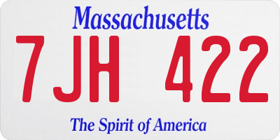 MA license plate 7JH422