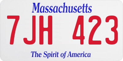MA license plate 7JH423