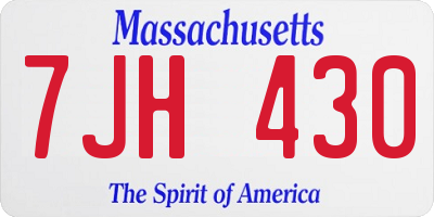 MA license plate 7JH430