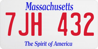 MA license plate 7JH432