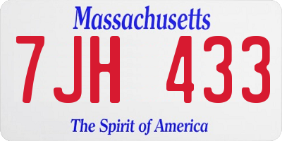 MA license plate 7JH433